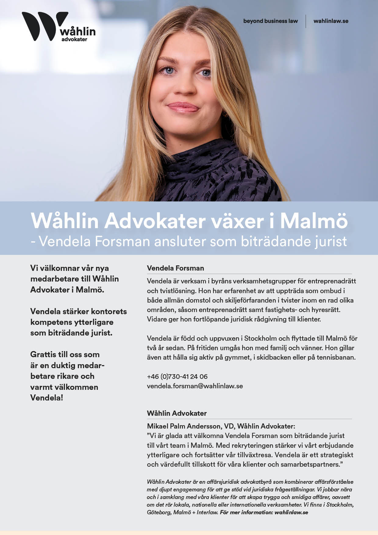 Vendela Forsman Wåhlin Advokater