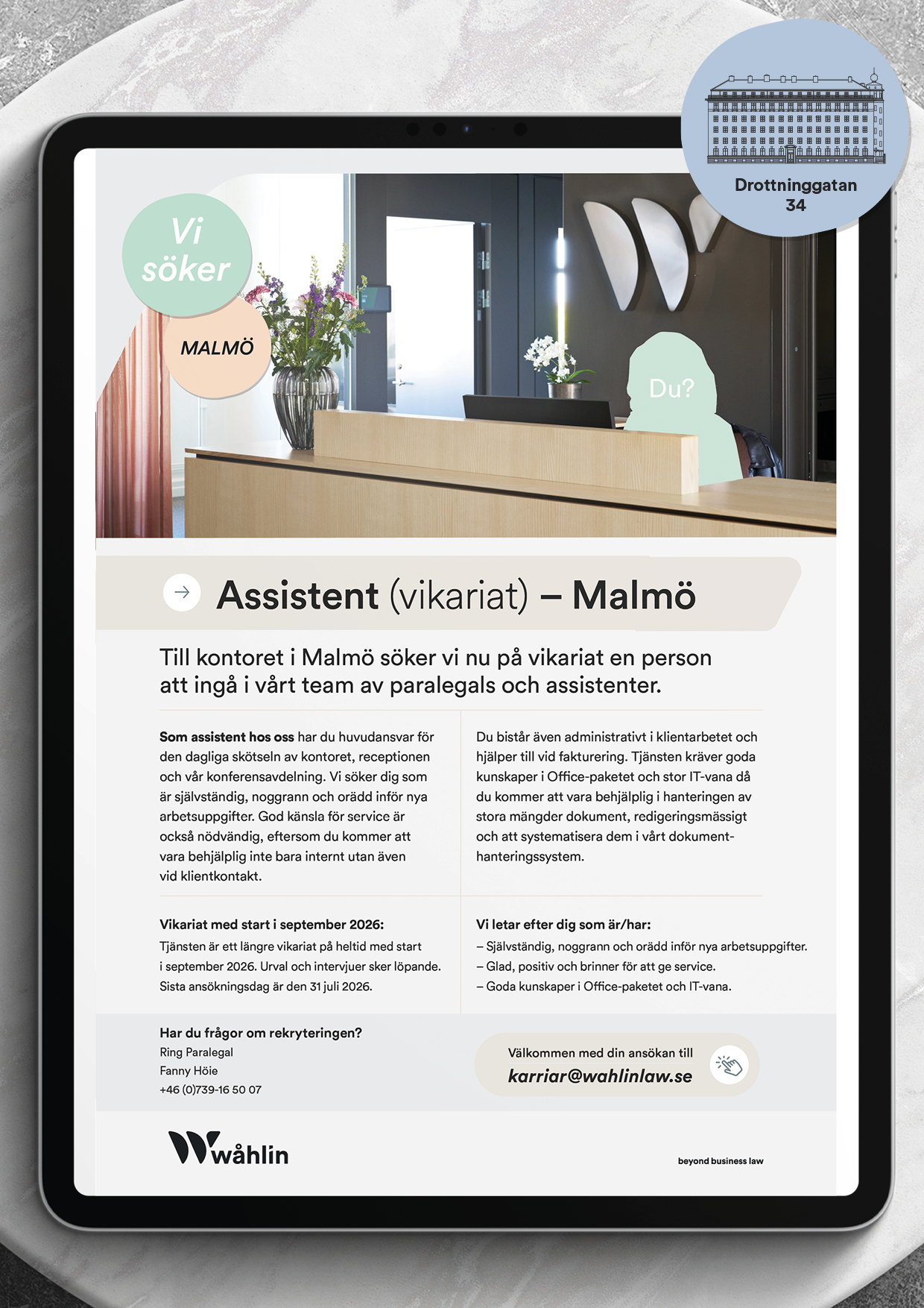 Assistent (vikariat) – Malmö.
