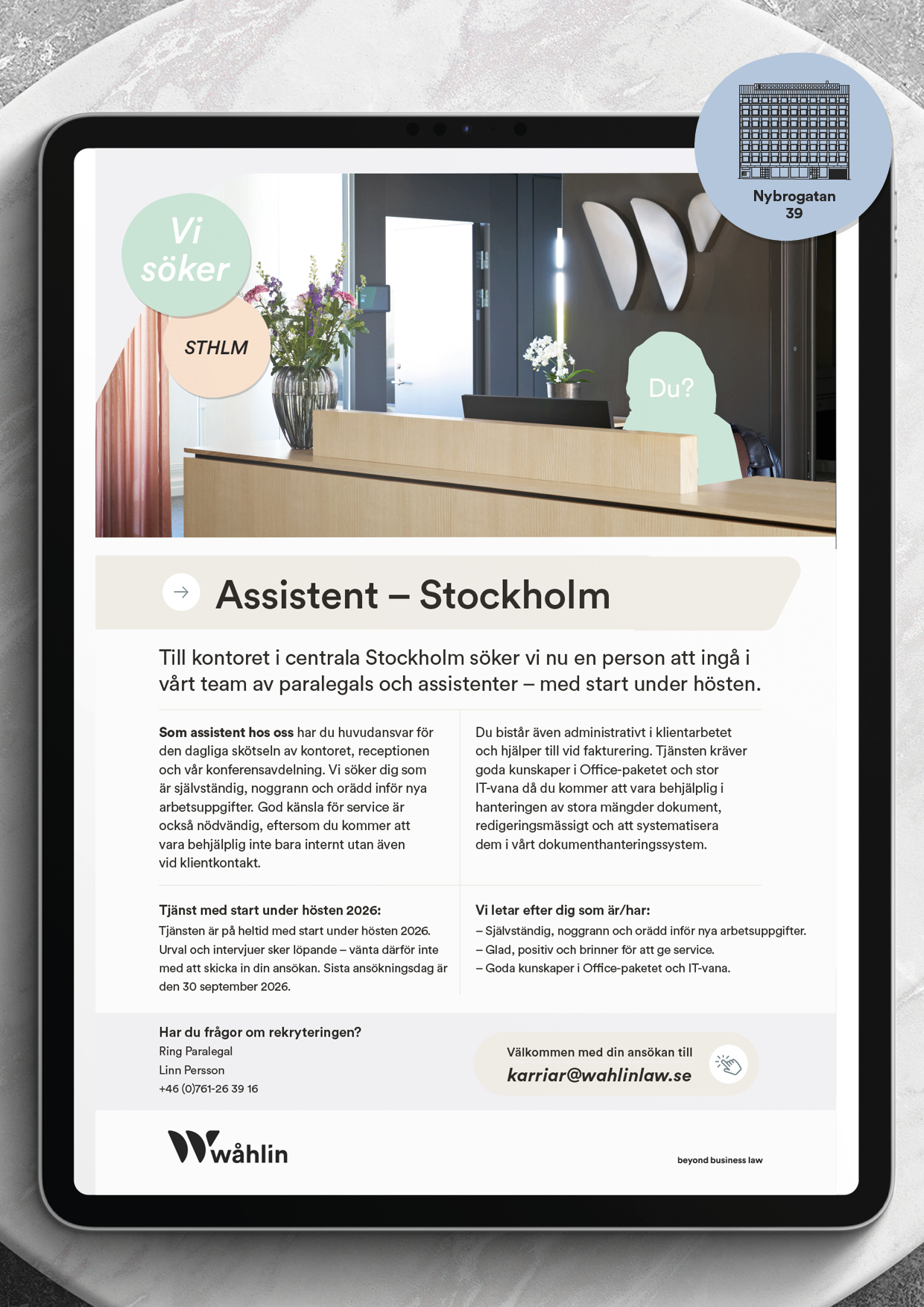 Assistent – Stockholm